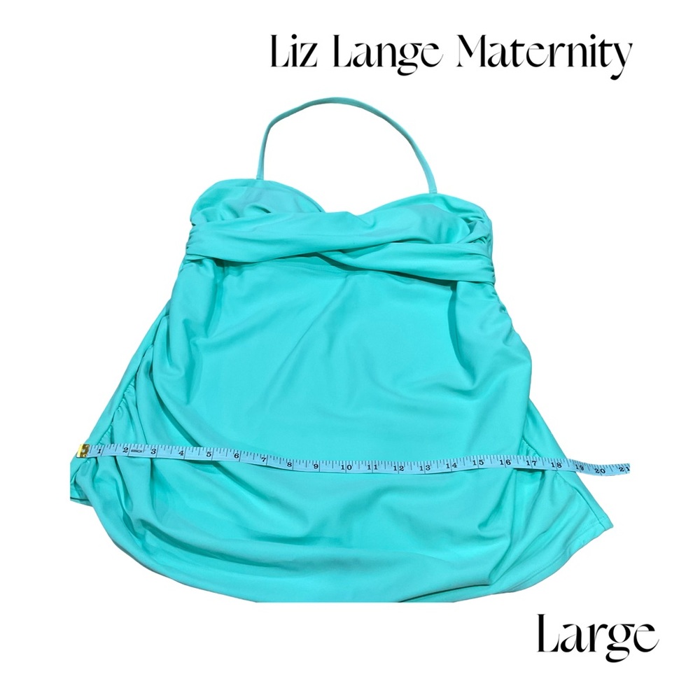 Liz Lange Maternity Aqua Twist Bandeau Halter Tankini Top Large EUC - Picture 4 of 10